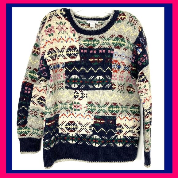 Susan D Sweaters - Vintage Susann D Fair Isle Wool Knit Winter Sweater Sz M